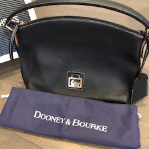 Dooney & Bourke Pebble Grain Leather Handbag w Gold Metal Hardware Black NWOT - Picture 2 of 6